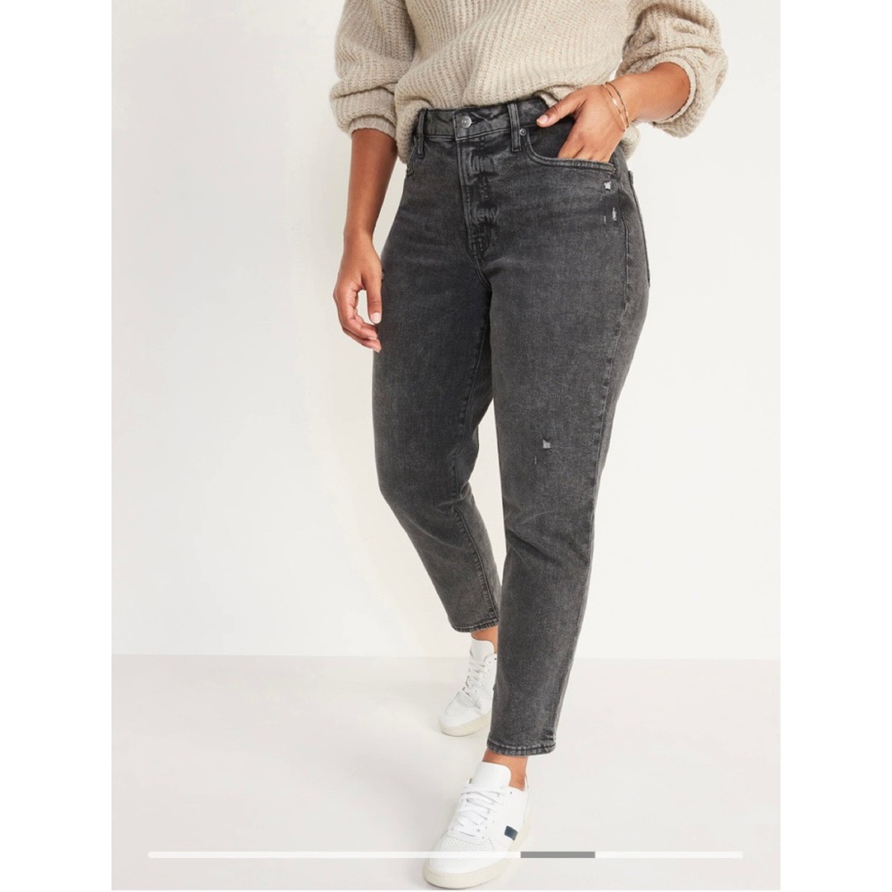 High waisted faded black jeans